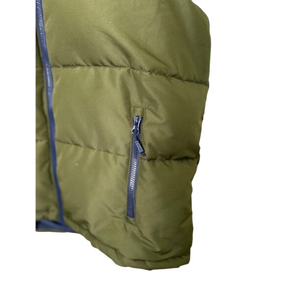 Orvis Ripstop Puffer Vest Green Navy Blue Color Block Full Zip Large Pockets - Picture 4 of 9